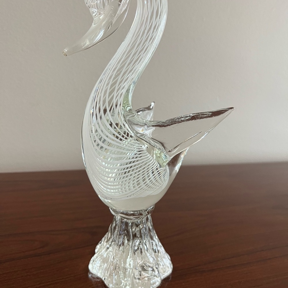 Vintage Murano Glass Hand Blown Glass Swan 11 Inches stunning!! - Picture 11 of 16